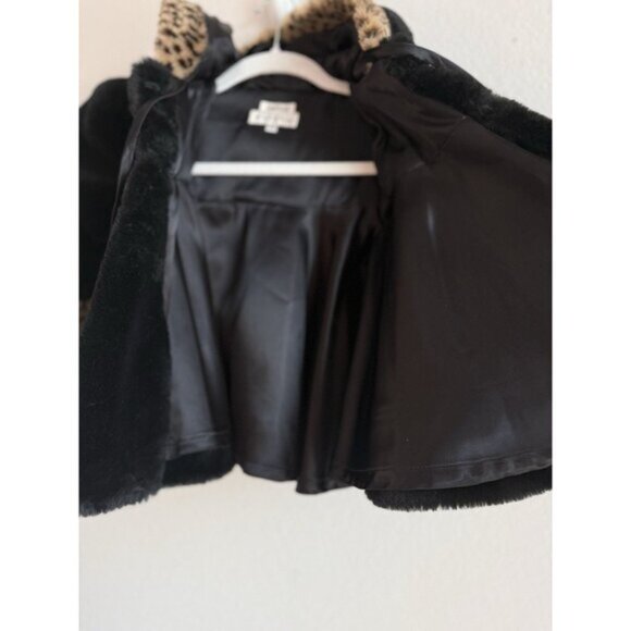 Vintage Helena Neiman Marcus Black Faux Fur Lined Hooded Toddler Coat Size 3T - Picture 9 of 13